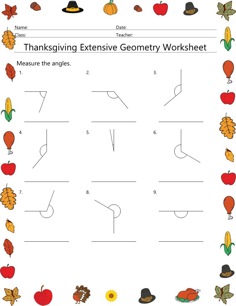 Thanksgiving Geometry Worksheet: Angles, Area, Volume (No Prep) - Etsy with regard to Thanksgiving Geometry Worksheet