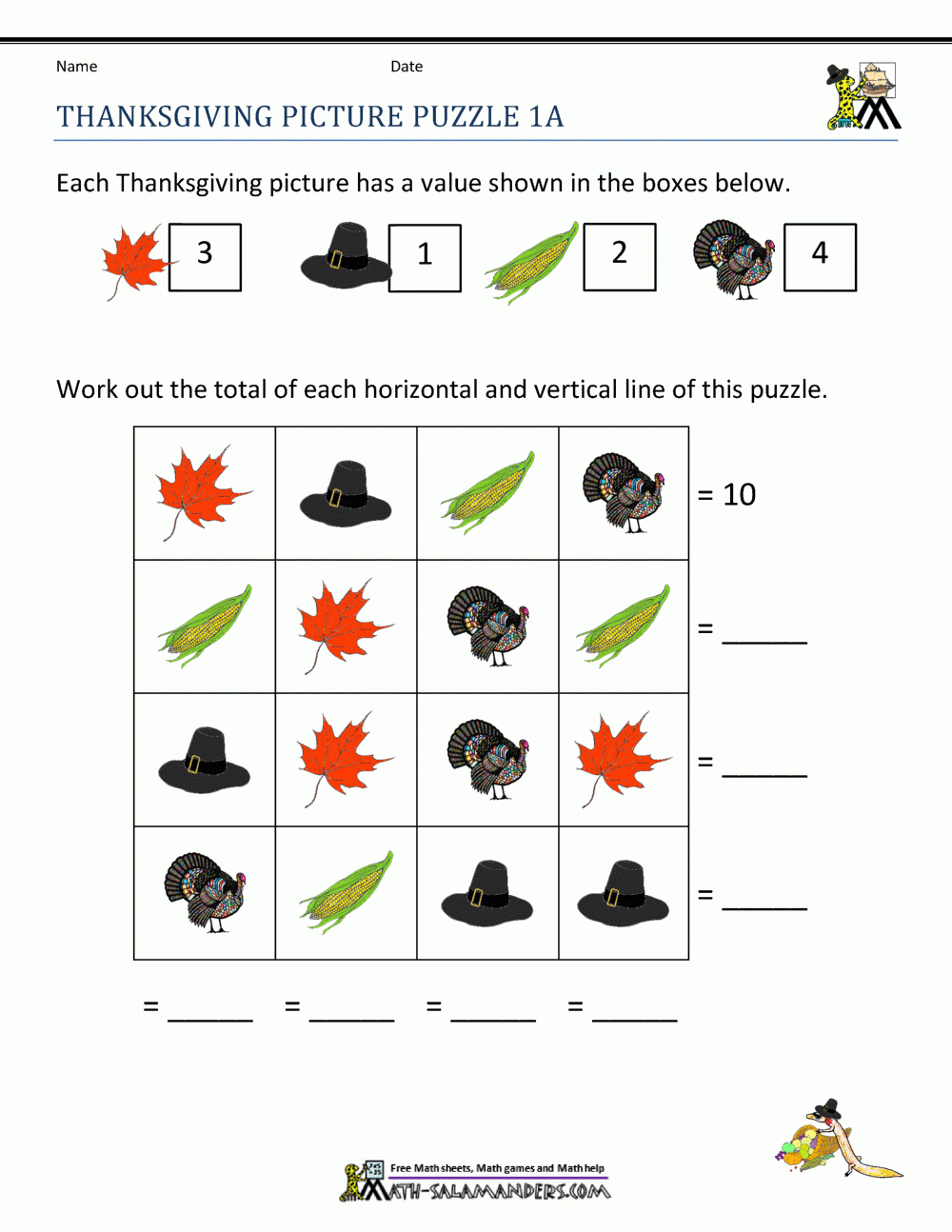 Thanksgiving Math Activities First Grade inside Thanksgiving Worksheets For First Grade