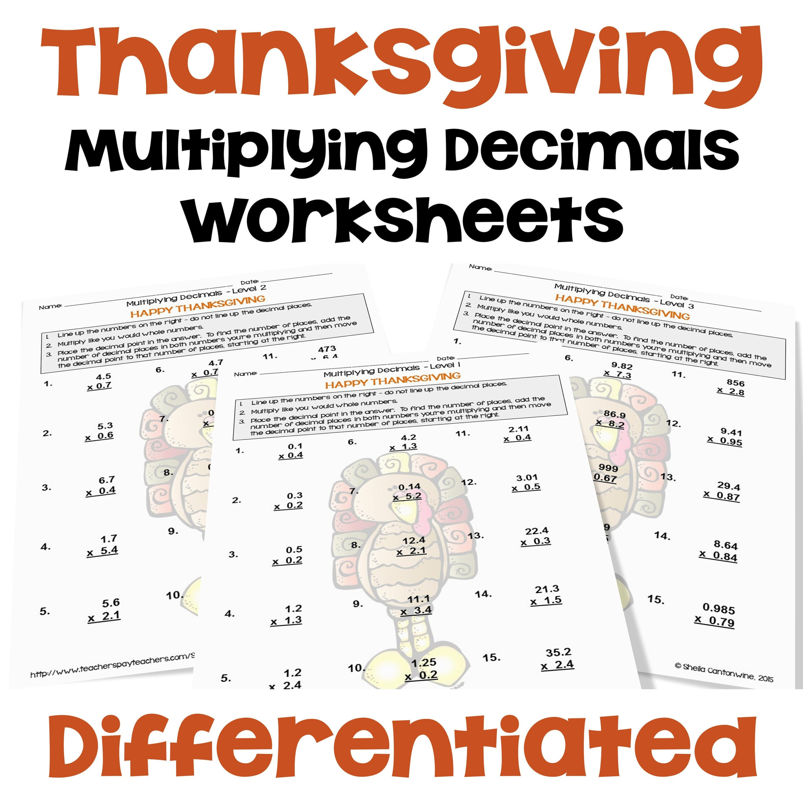 Thanksgiving Math Multiplying Decimals Worksheets – Differentiated with regard to Thanksgiving Decimal Worksheets