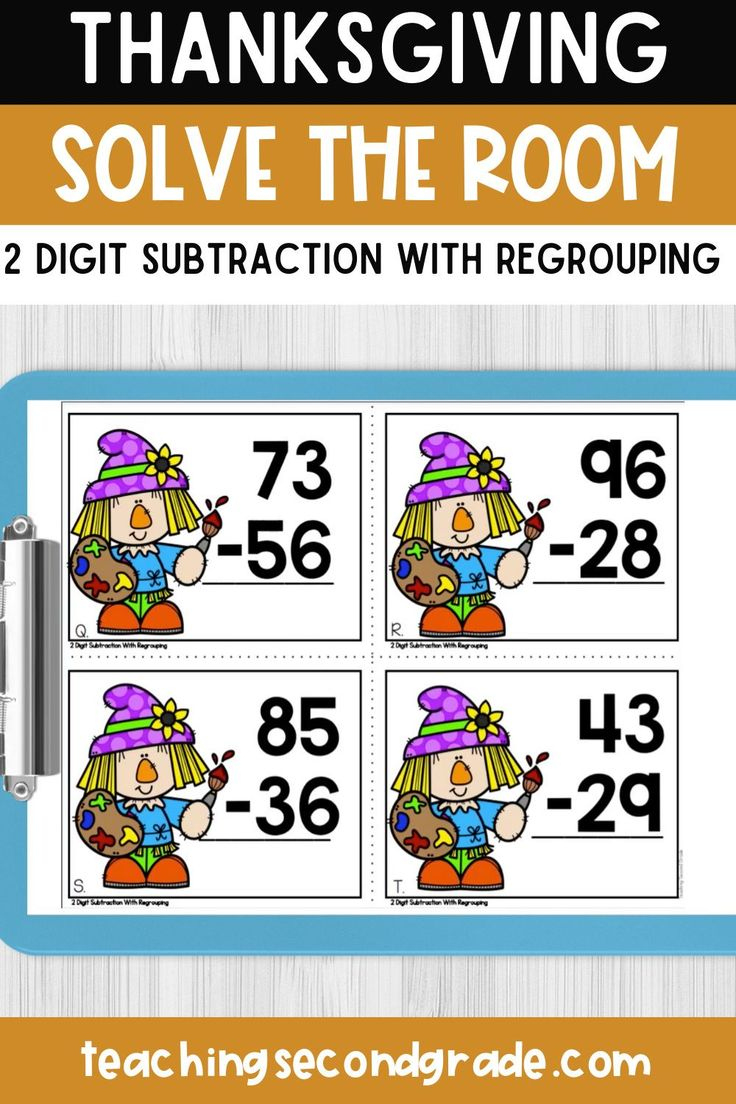 Thanksgiving Math Task Cards 2-Digit Subtraction With Regrouping throughout Thanksgiving Subtraction with Regrouping Worksheets