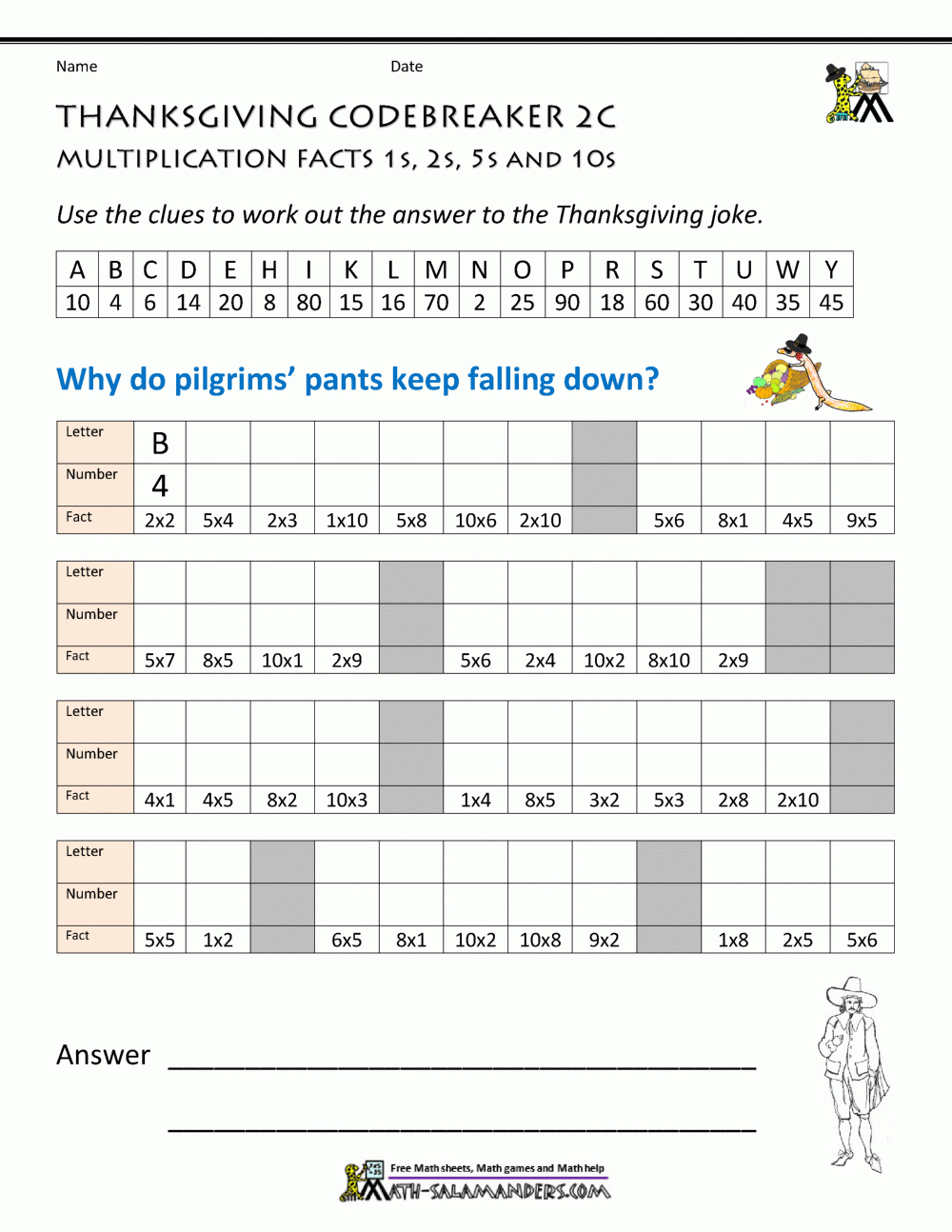 Thanksgiving Math Worksheets 2Nd Grade throughout Thanksgiving Math Multiplication Worksheet
