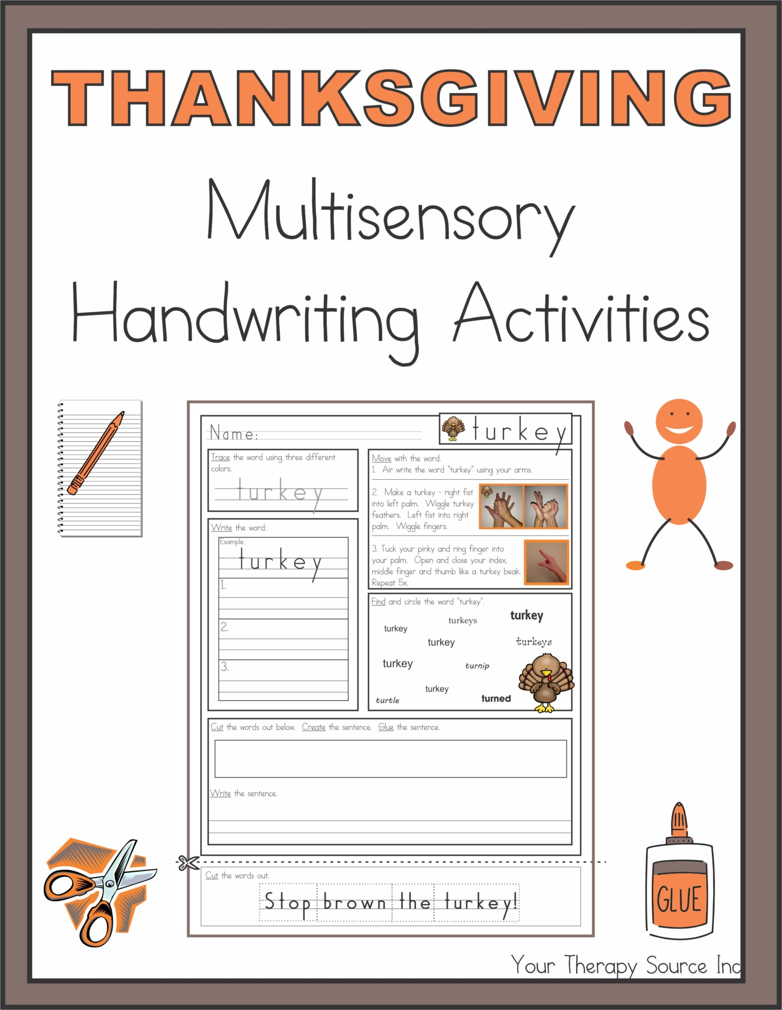 Thanksgiving Multisensory Handwriting Activities - Your Therapy Source regarding Thanksgiving Handwriting Worksheets