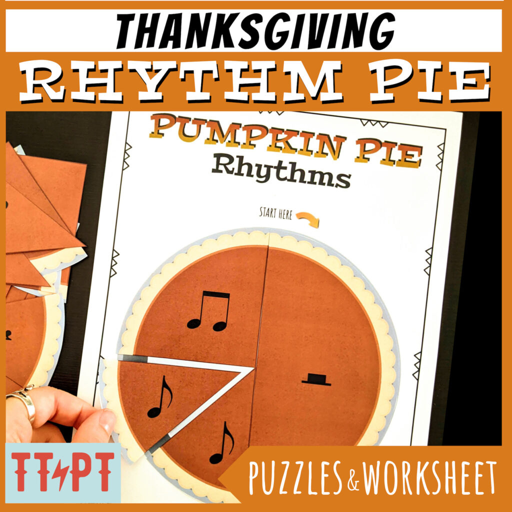 Thanksgiving Music Activities To Teach Rhythm [Pumpkin Pie Puzzles inside Thanksgiving Rhythm Worksheet