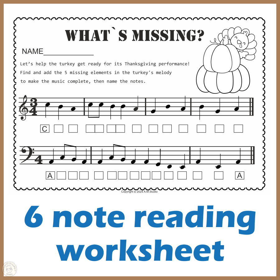 Thanksgiving Music Activities - Treble &amp;amp; Bass Note Names pertaining to Thanksgiving Piano Worksheets