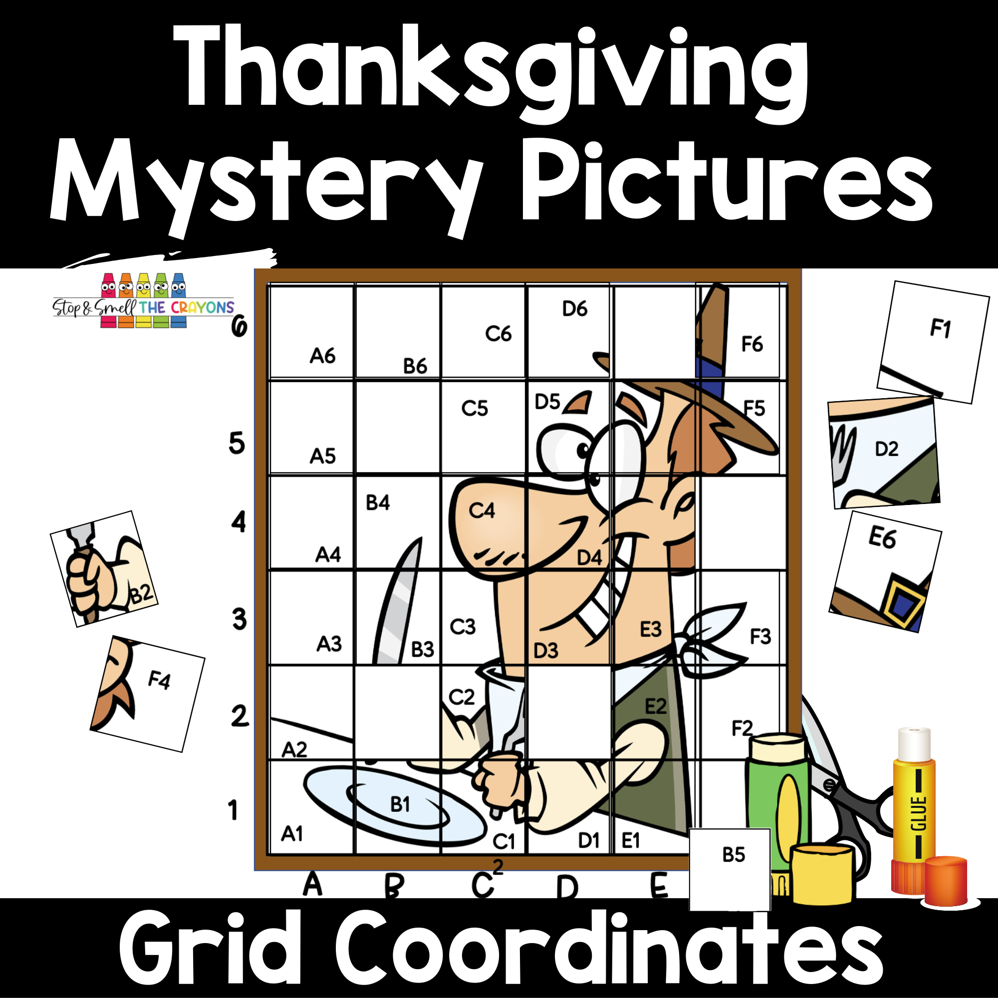 Thanksgiving Mystery Picture Math Craft with Thanksgiving Mystery Math Picture Worksheet