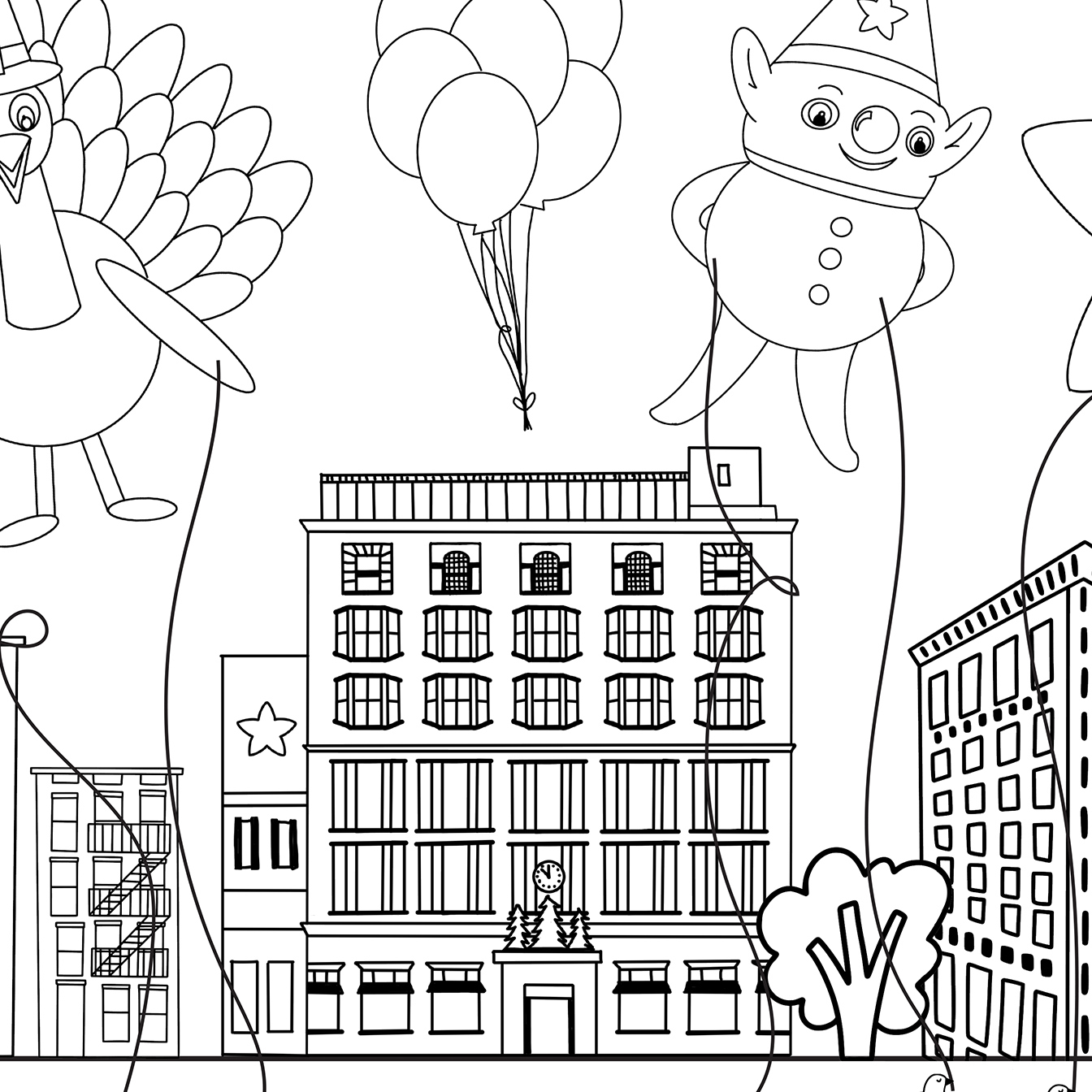 Thanksgiving Parade Placemat Coloring Page - Pineapple Paper Co. regarding Macy&amp;#039;S Thanksgiving Day Parade Worksheet