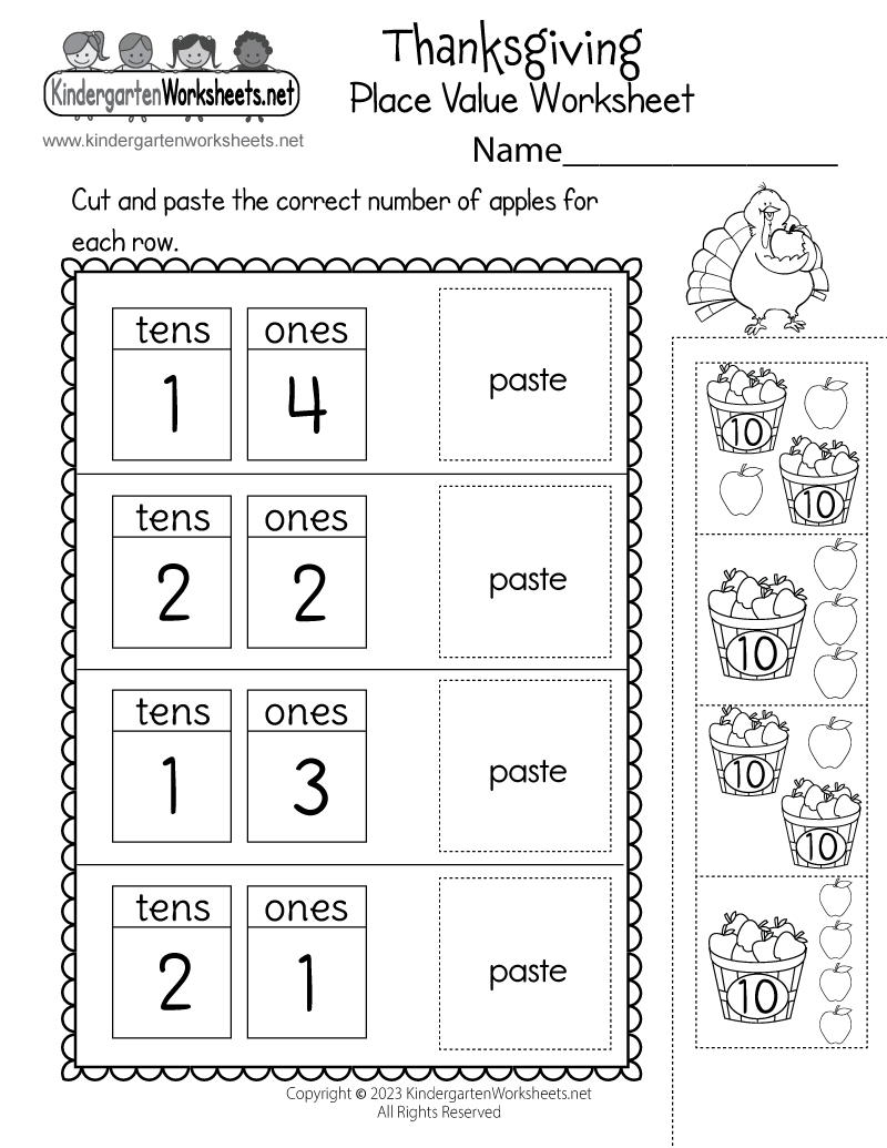 Thanksgiving Place Value Worksheet - Free Printable, Digital, &amp;amp; Pdf with Free Printable Worksheets For Kindergarten Thanksgiving