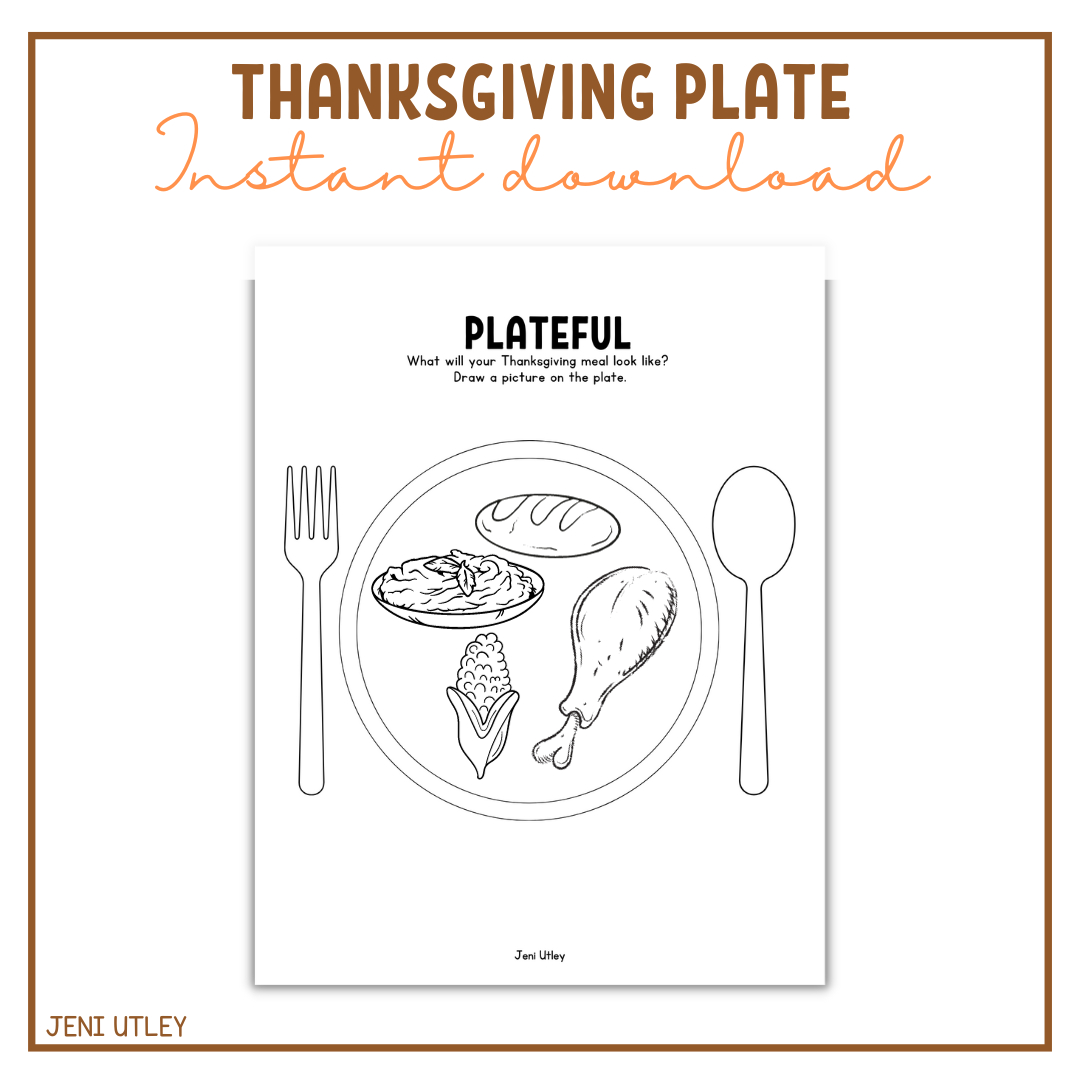 Thanksgiving Plate | Store | Jeni Utley inside Thanksgiving Plate Worksheet
