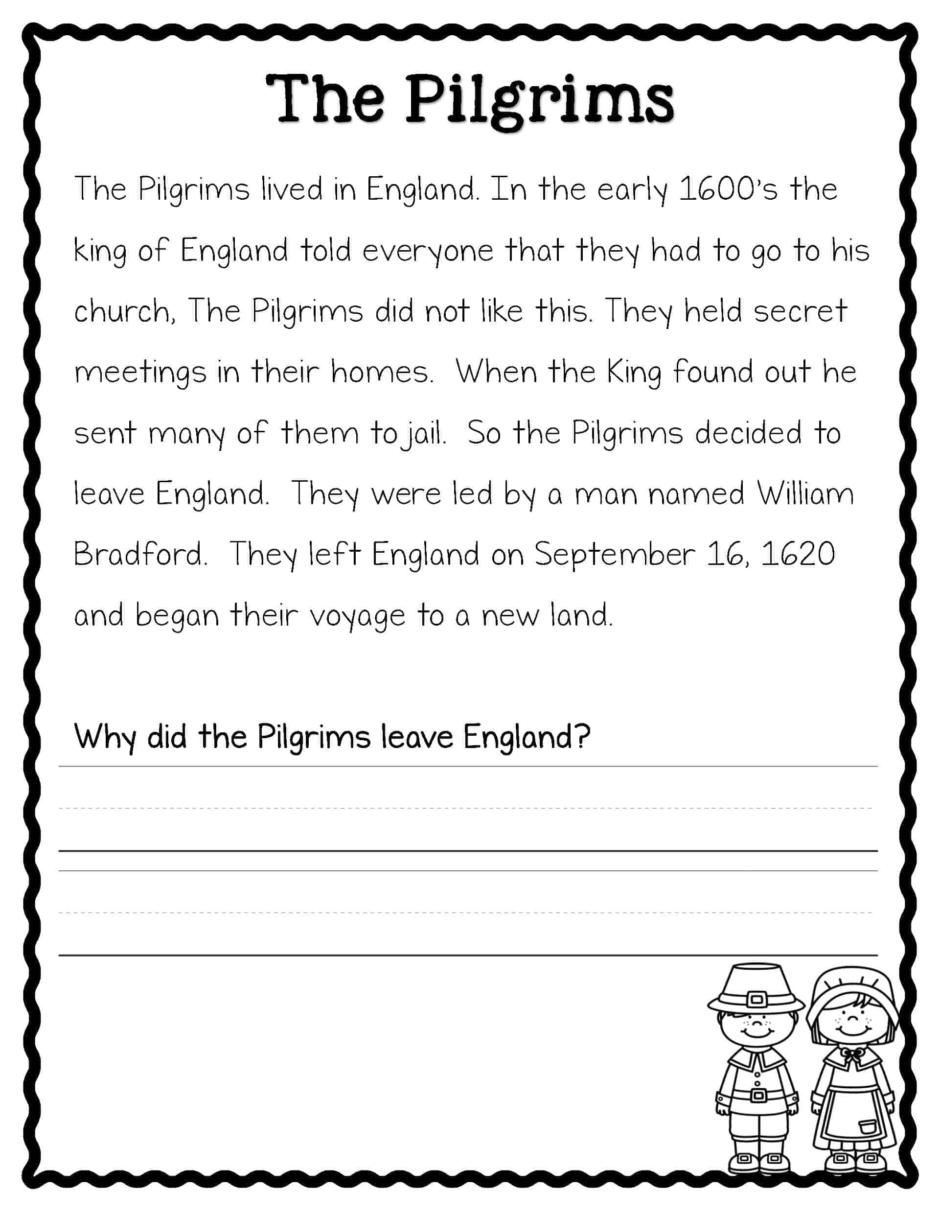Thanksgiving Reading Comprehension Passages And Activities in Reading Comprehension Worksheets On Thanksgiving