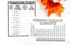Thanksgiving Science Worksheet (Fun With The Periodic Table) in Thanksgiving Science Worksheets Free