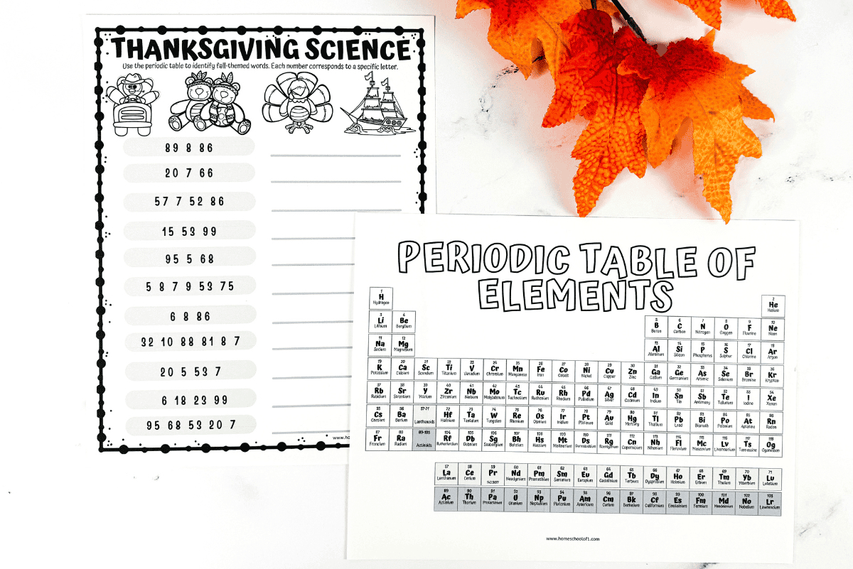 Thanksgiving Science Worksheet (Fun With The Periodic Table) pertaining to Chemistry Thanksgiving Worksheet