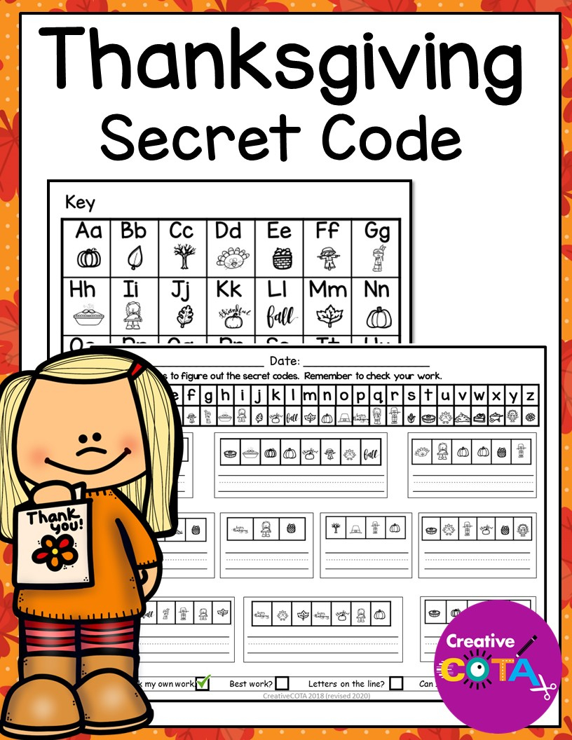 Thanksgiving Secret Code Worksheets - Your Therapy Source with regard to Thanksgiving Code Worksheet