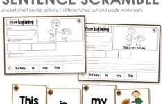 Thanksgiving Sentence Scramble With Cut And Paste Worksheets - In pertaining to Free Thanksgiving Cut And Paste Worksheets