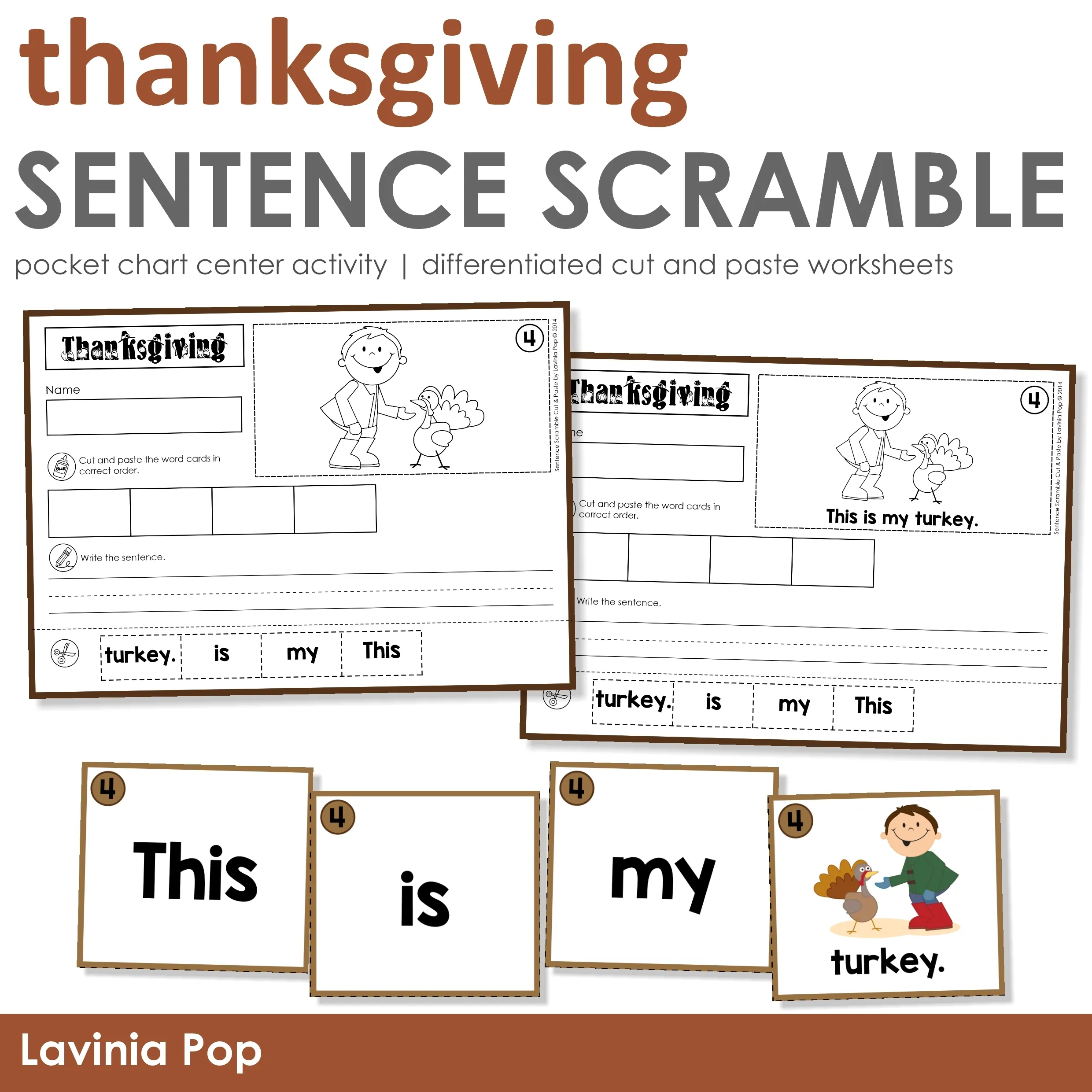 Thanksgiving Sentence Scramble With Cut And Paste Worksheets - In pertaining to Thanksgiving Unscramble Worksheets