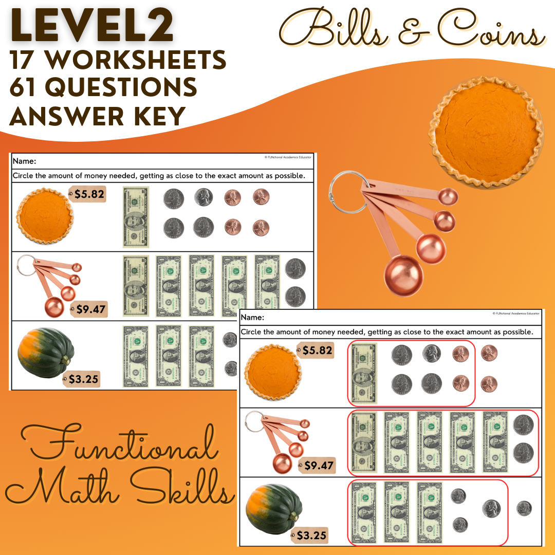 Thanksgiving Shopping Task Cards/ Worksheets - Money Math with Thanksgiving Money Math Worksheets