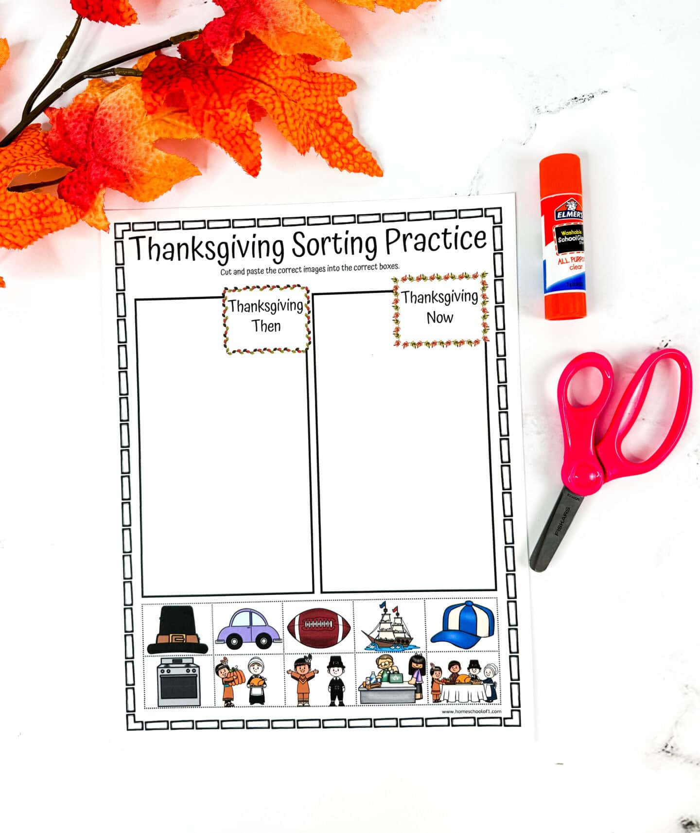 Thanksgiving Sorting Worksheet (Then And Now) in Thanksgiving Then and Now Worksheet