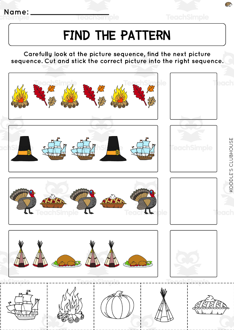 Thanksgiving Sorting Worksheets intended for Thanksgiving Pattern Worksheets