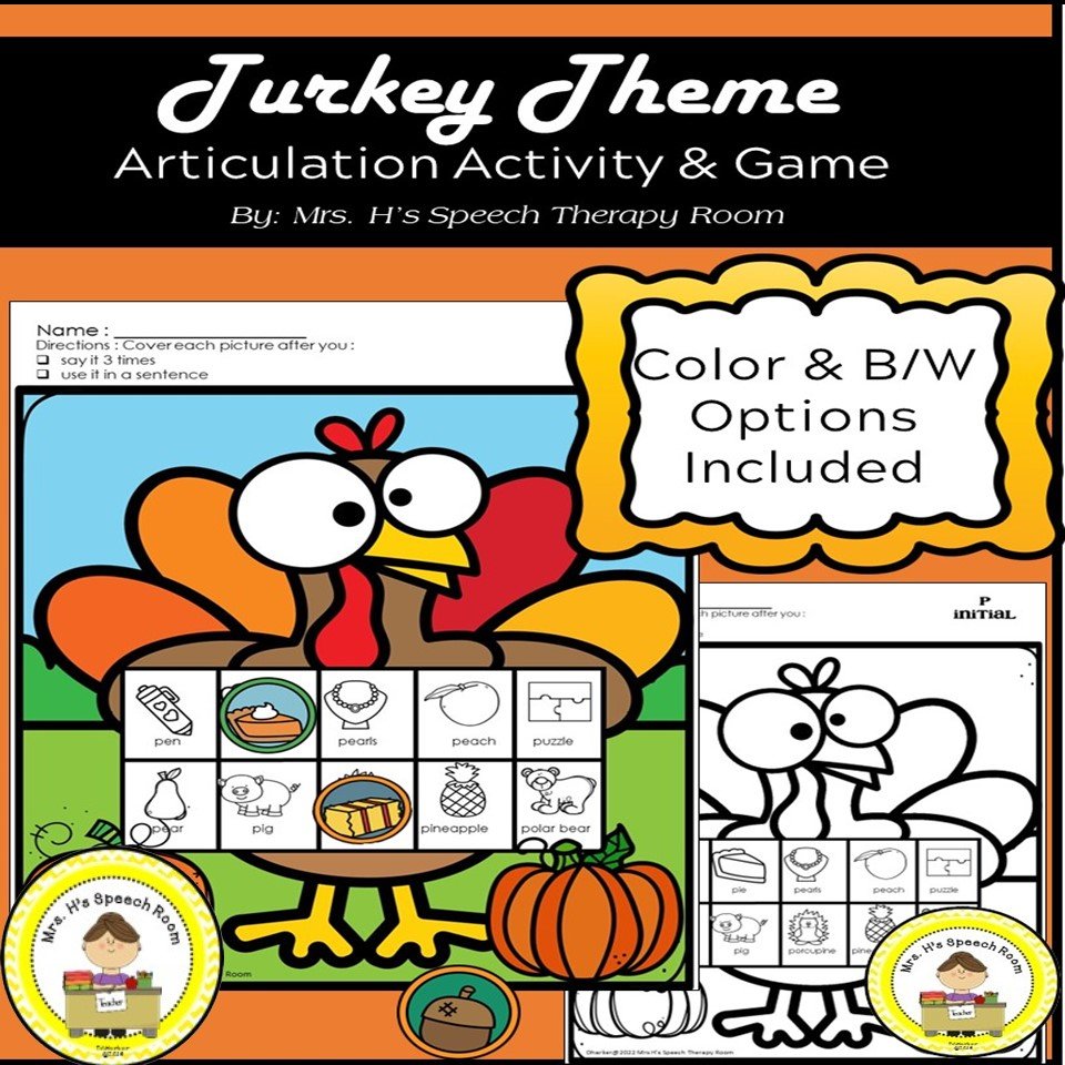 Thanksgiving Speech Therapy Articulation Activity | Madeteachers intended for Thanksgiving Articulation Worksheets