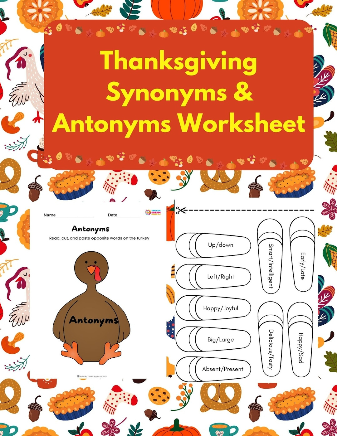 Thanksgiving Synonyms &amp;amp; Antonyms Worksheet Turkey Activities For regarding Thanksgiving Synonyms And Antonyms Worksheet