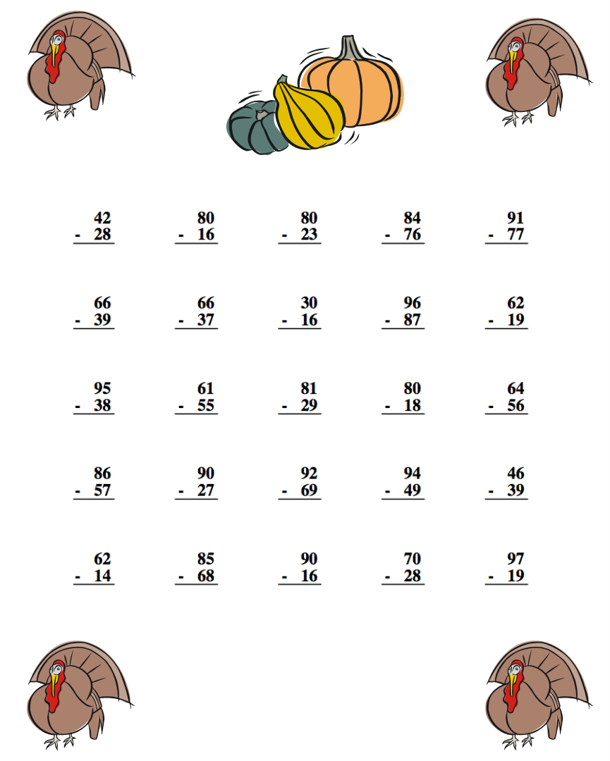 Thanksgiving Turkey Subtraction Worksheet - Have Fun Teaching regarding Thanksgiving Subtraction Worksheets