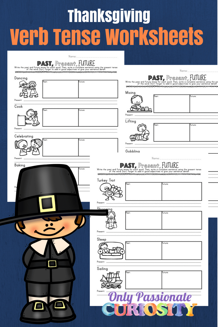 Thanksgiving Verb Tense Writing Worksheets - Only Passionate Curiosity within Thanksgiving Verbs Worksheet