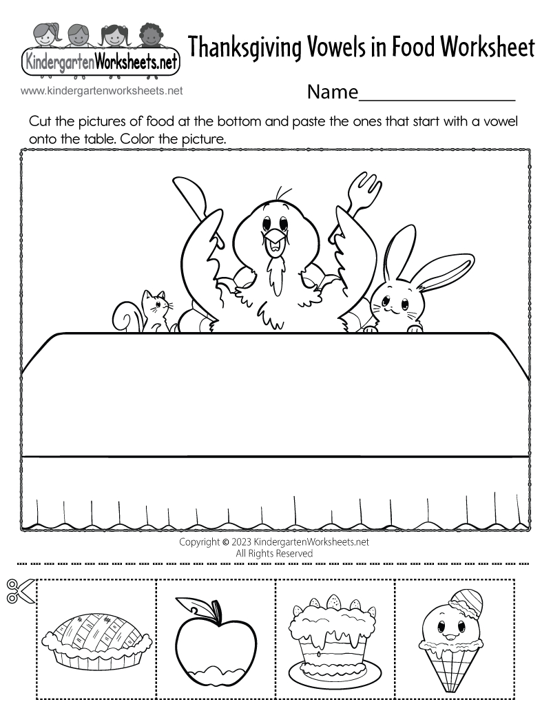 Thanksgiving Vowels In Food Worksheet - Free Printable, Digital, & Pdf pertaining to Kindergarten Worksheets Thanksgiving