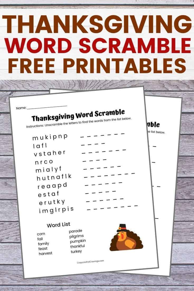 Thanksgiving Word Scramble Free Printable With Answer Key inside Thanksgiving Unscramble Worksheets