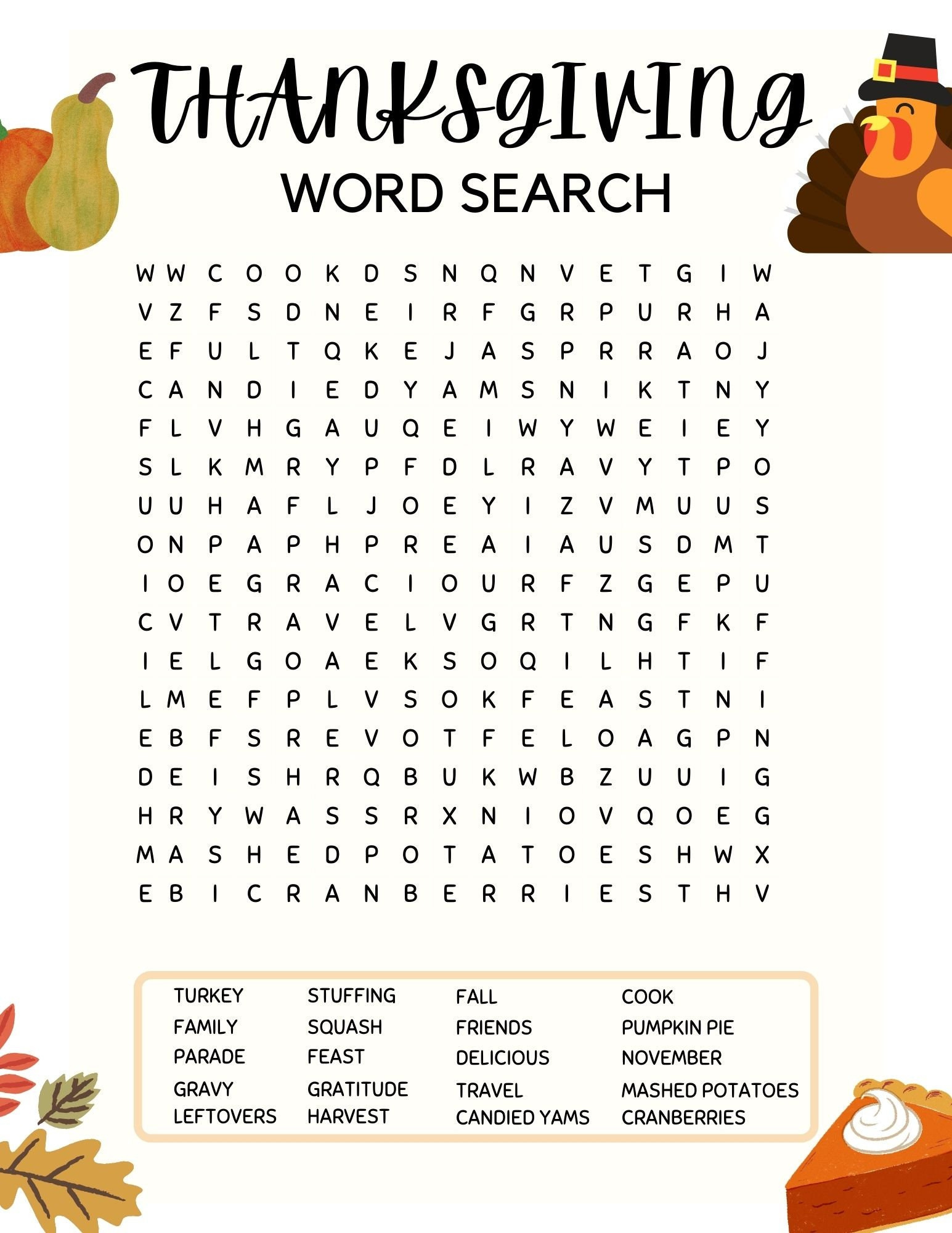 Thanksgiving Word Search Printable, Autumn Word Search, Family within Thanksgiving Word Search Super Teacher Worksheets