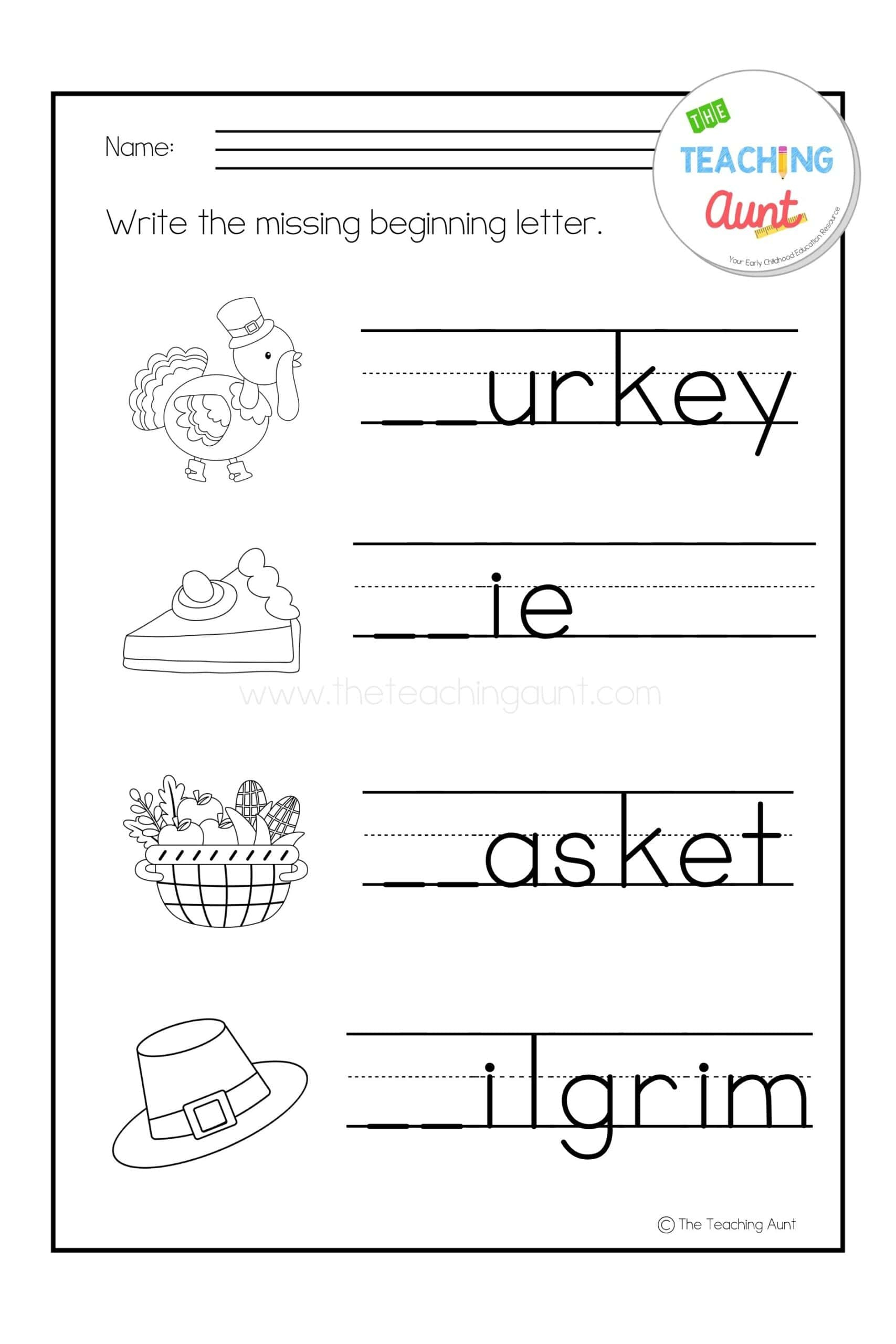 Thanksgiving Worksheets For Preschool - The Teaching Aunt with Free Printable Thanksgiving Worksheets For Preschool