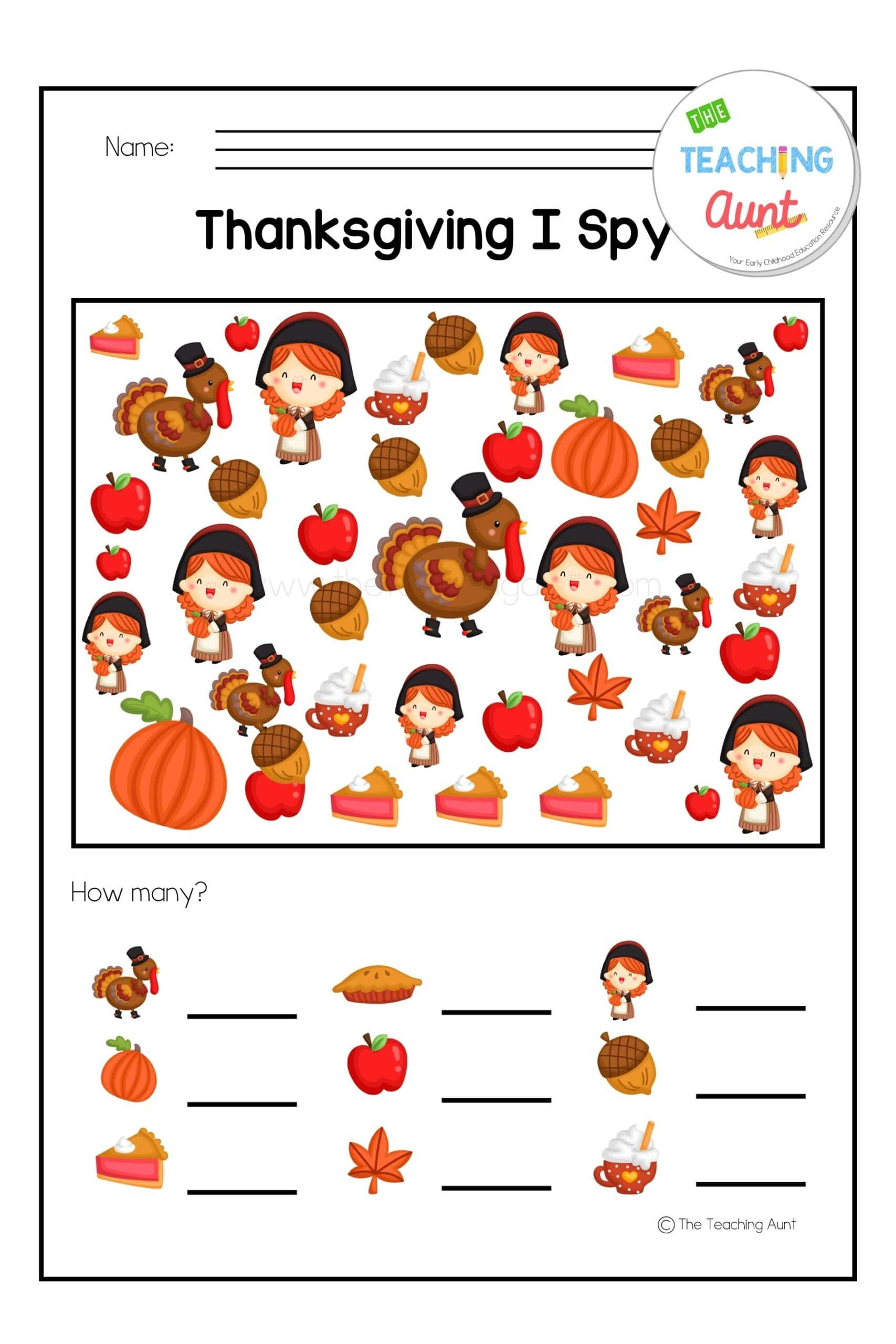 Thanksgiving Worksheets For Preschool - The Teaching Aunt within Preschool Thanksgiving Worksheets