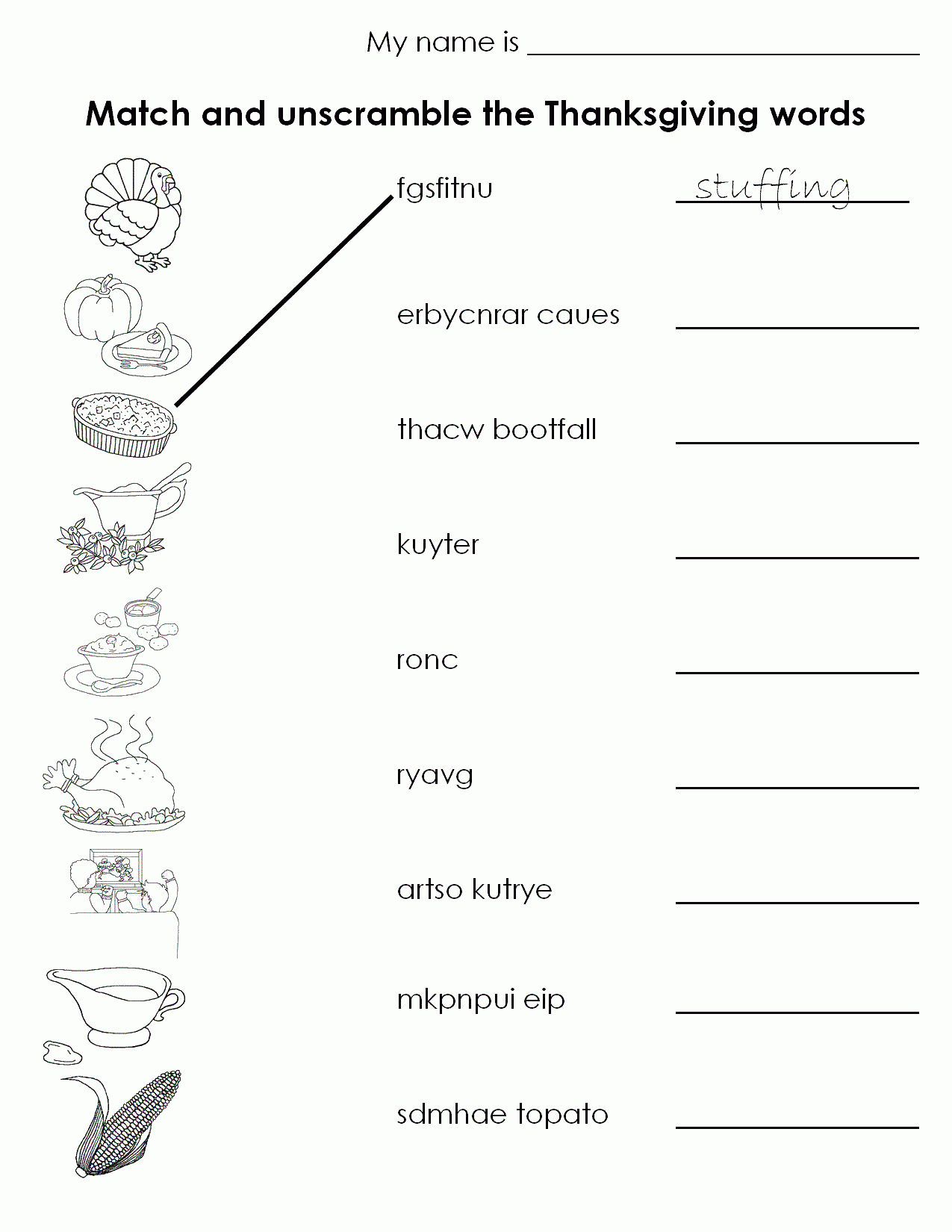 Thanksgiving Worksheets intended for Thanksgiving Worksheets For Students