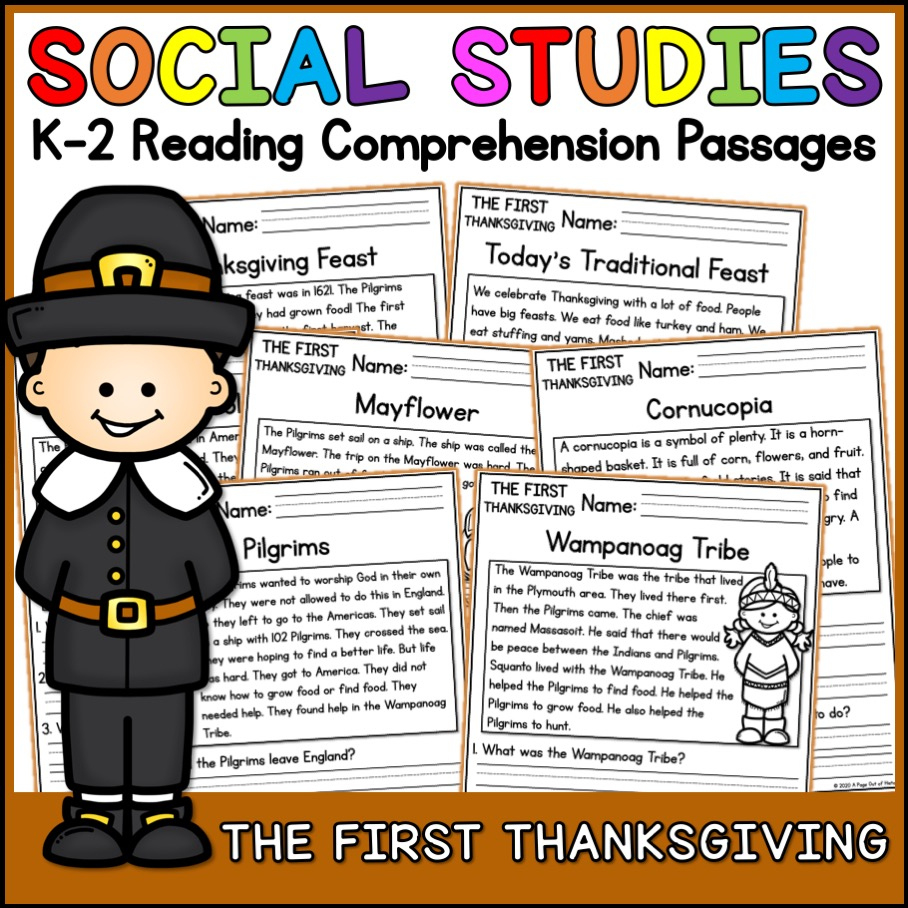 The First Thanksgiving Social Studies Reading Comprehension within Thanksgiving Social Studies Worksheets