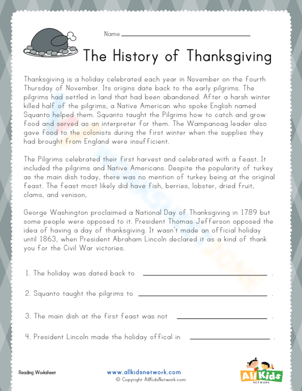 The History Of Thanksgiving Worksheet regarding The Real Story Of Thanksgiving History Channel Worksheet