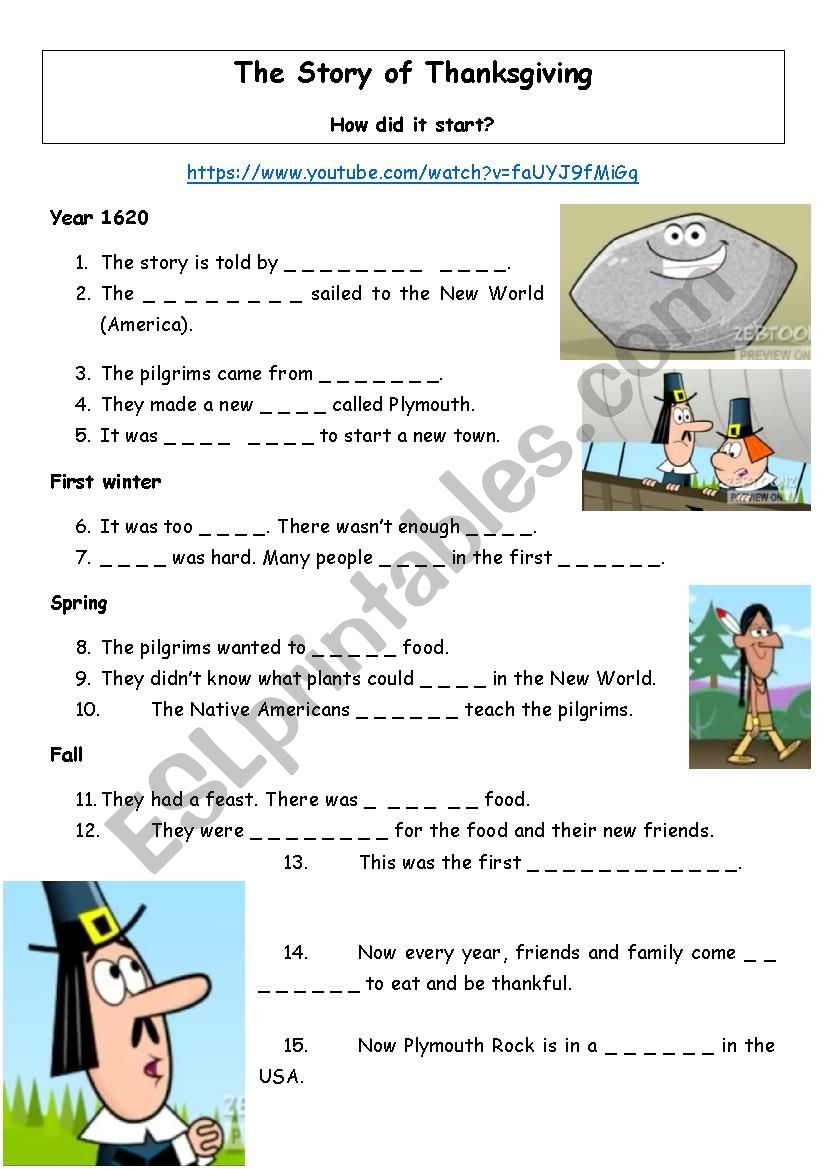 The Story Of Thanksgiving - Esl Worksheetsorciã¨re for The Story Of Thanksgiving Worksheet