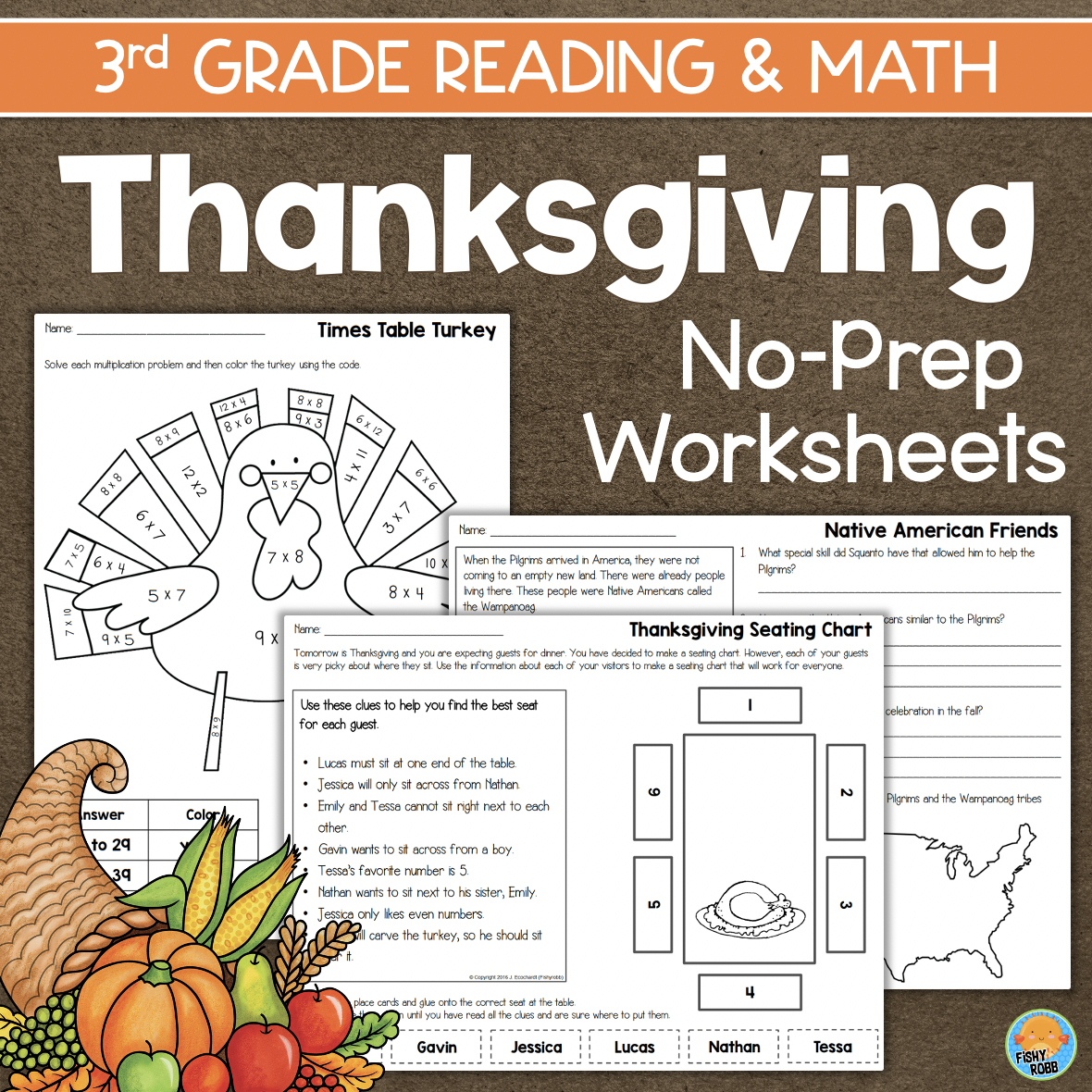 Third Grade Thanksgiving Math &amp;amp; Reading Activities | Madeteachers throughout 3Rd Grade Thanksgiving Worksheets