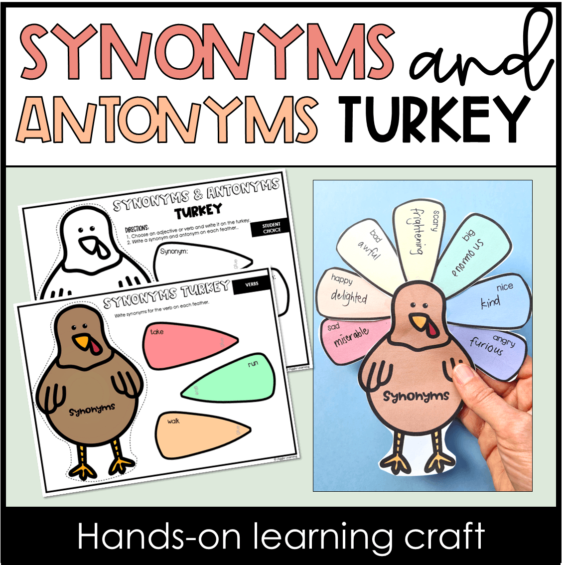 Turkey Craft Synonyms And Antonyms Fall Thanksgiving in Thanksgiving Synonyms And Antonyms Worksheet