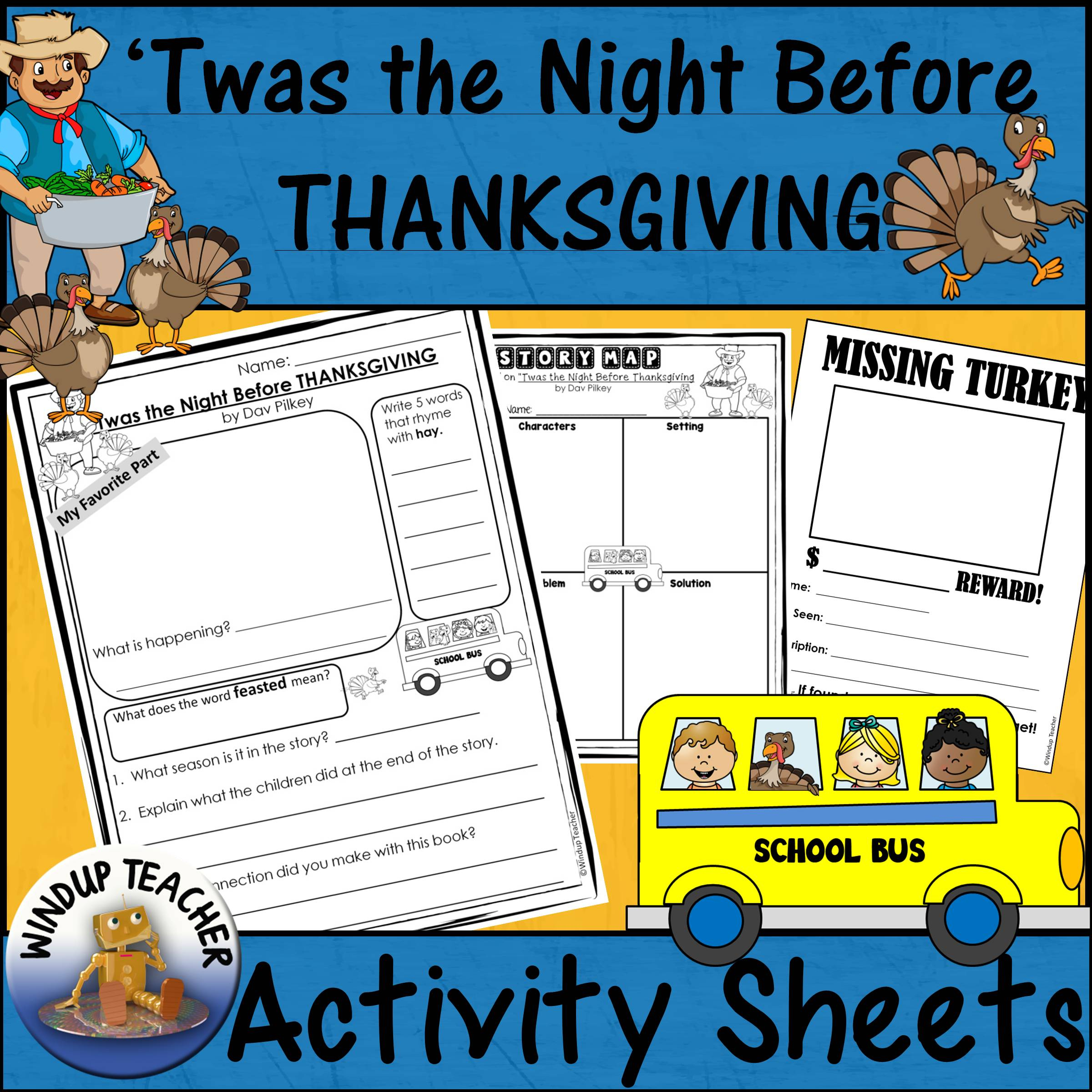 Twas The Night Before Thanksgiving Activity Sheets | Madeteachers for Twas the Night Before Thanksgiving Worksheets