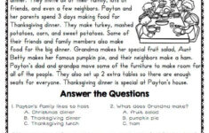Wh Question Worksheets 6Cc with regard to Thanksgiving Reading Worksheets