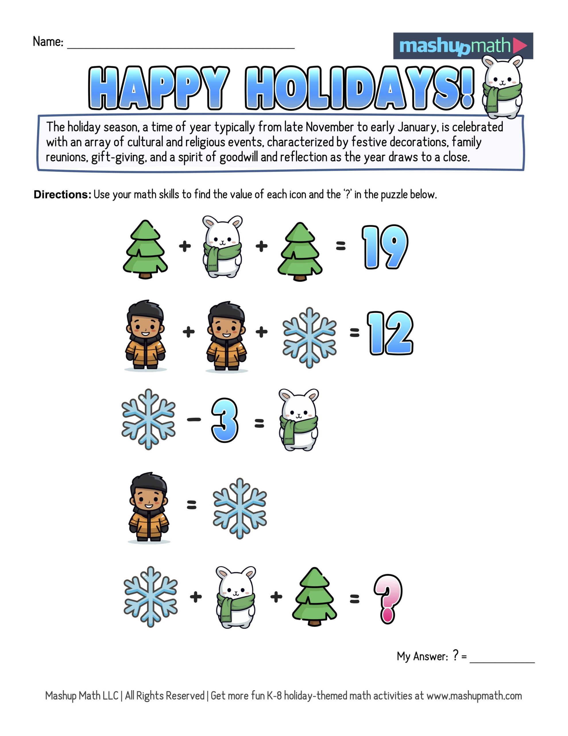 12 Days Of Holiday Math Puzzles—Printable K-8 Worksheets — Mashup with regard to 12 Days of Christmas Math Worksheets Answers