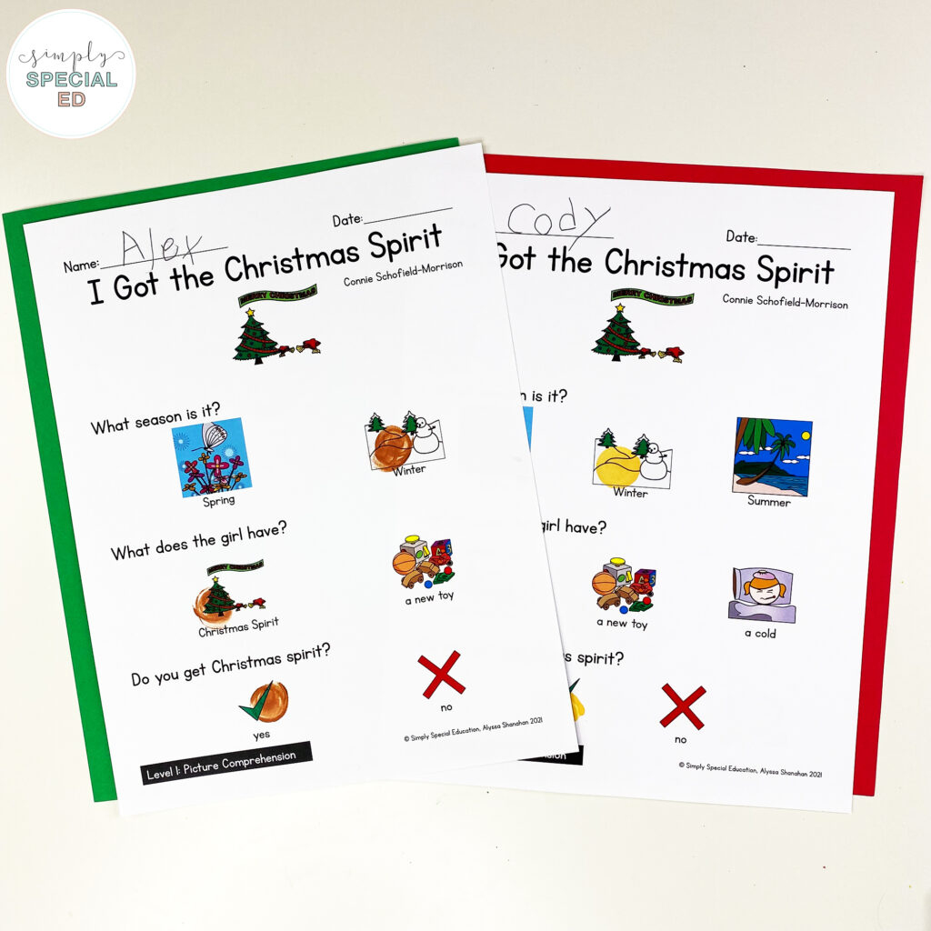 5 Activities For I Got The Christmas Spirit - Simply Special Ed throughout Got the Christmas Spirit Worksheets