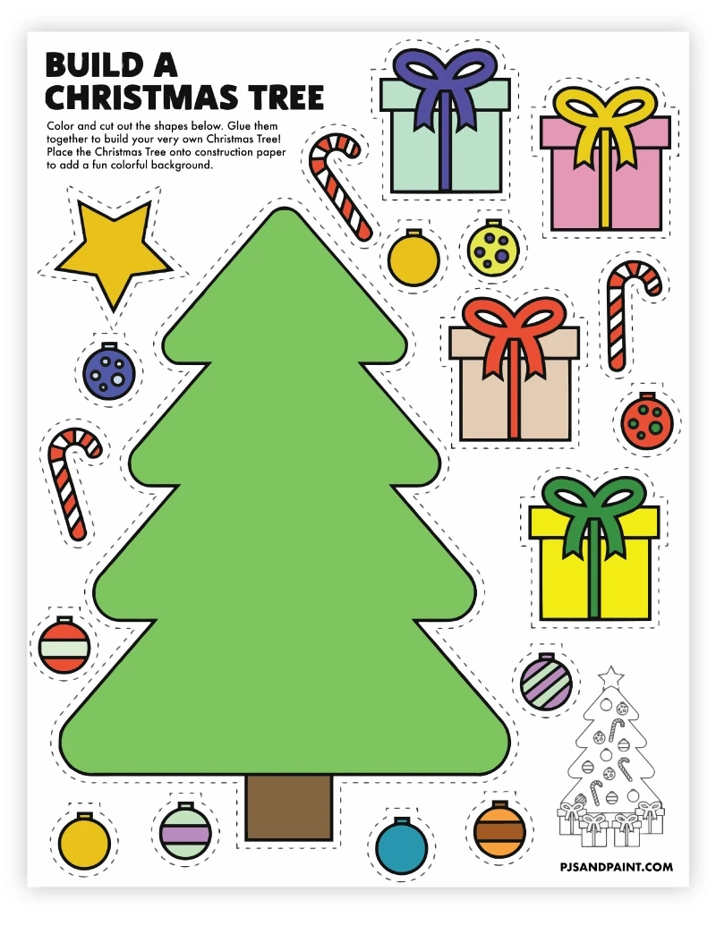 8 Free Printable Christmas Themed Cut And Paste Projects - Pjs And throughout Cut And Paste Christmas Tree Worksheets