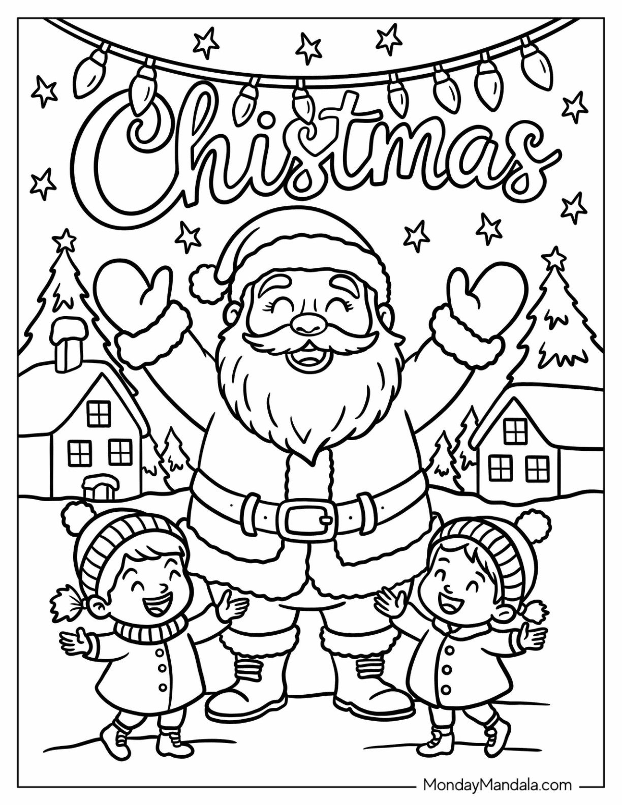 94 Santa Coloring Pages (Free Pdf Printables) throughout Merry Christmas Coloring Worksheets