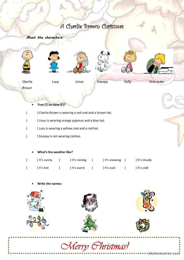 A Charlie Brown Christmas Pictur…: English Esl Worksheets Pdf &amp;amp; Doc for Charlie Brown Christmas Worksheets