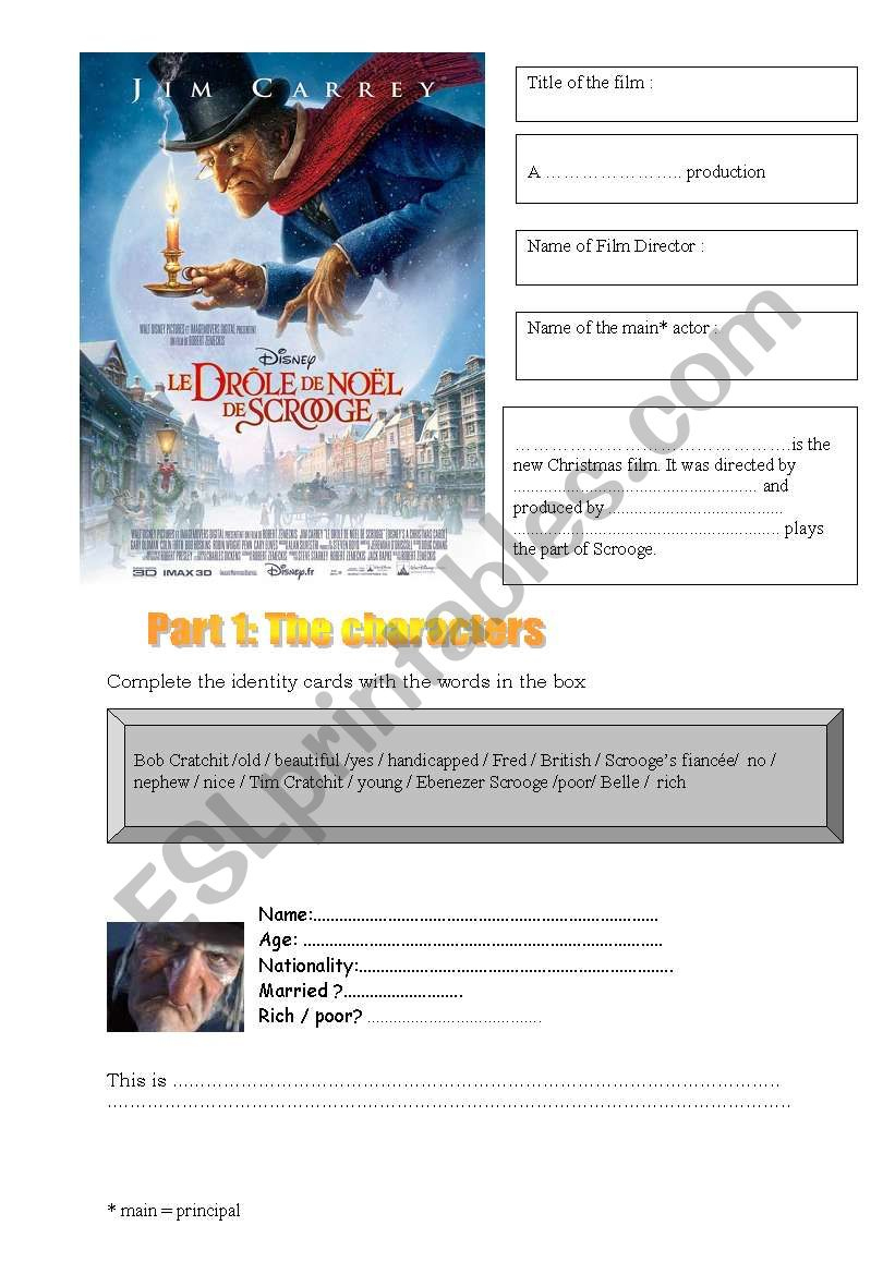 A Christmas Carol - Esl Worksheetclaudia30 with regard to A Christmas Carol Movie Worksheets