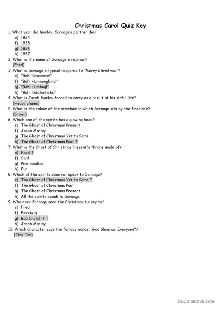 A Christmas Carol Quiz Video Or Movi…: English Esl Worksheets Pdf pertaining to A Christmas Carol Worksheets Answer Key
