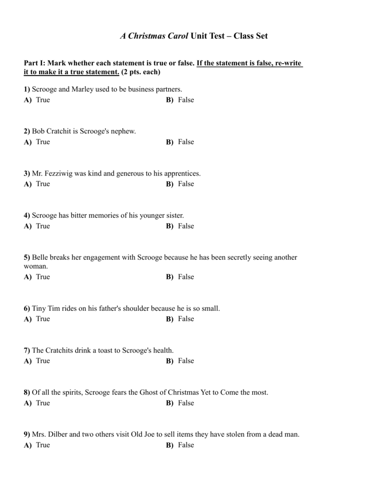 A Christmas Carol Unit Test: High School Literature with A Christmas Carol Figurative Language Worksheets Answers