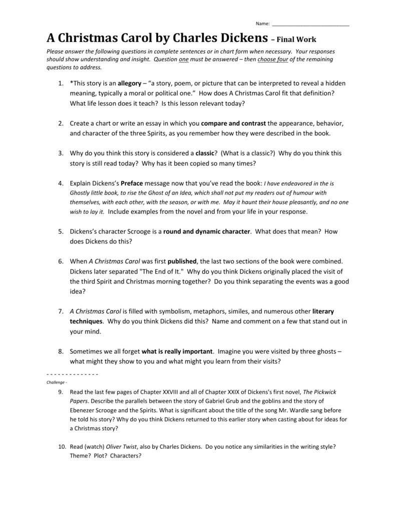 A Christmas Carol Worksheet: Analysis &amp;amp; Questions regarding A Christmas Carol Allegory Worksheets