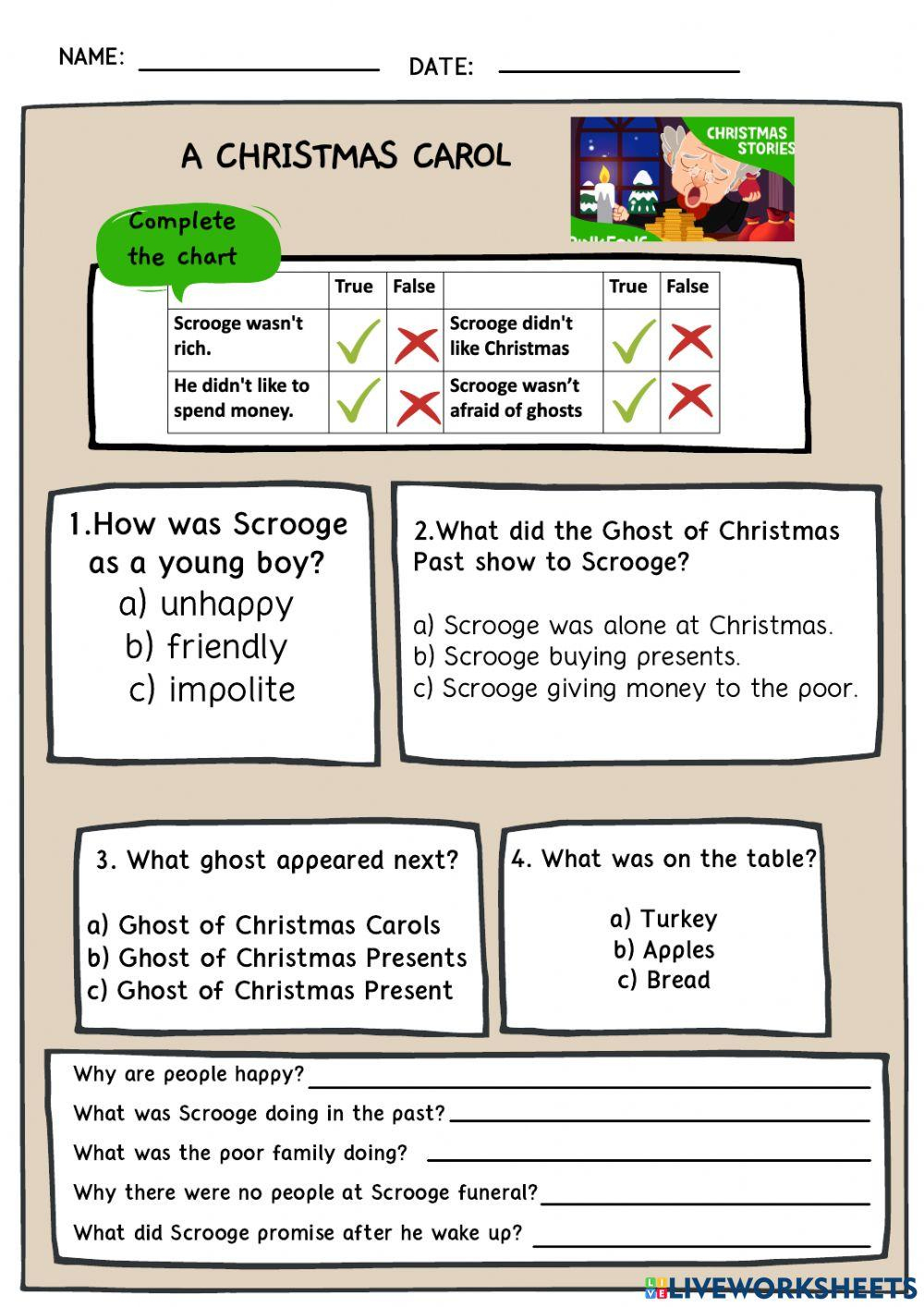 A Christmas Carol Worksheet Worksheet - Worksheets Library in A Christmas Carol Worksheets