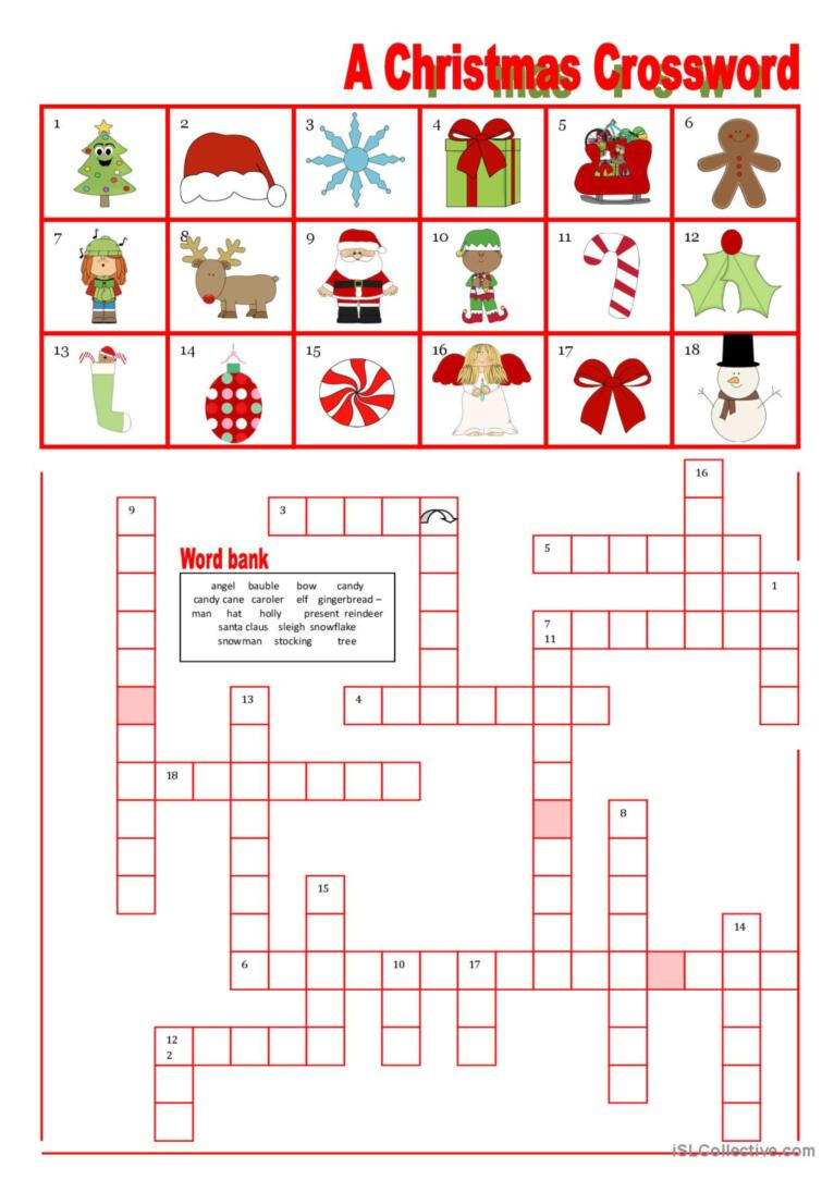 A Christmas Crossword With Word Ban…: English Esl Worksheets Pdf &amp;amp; Doc regarding Bank On It Worksheets Christmas Answers