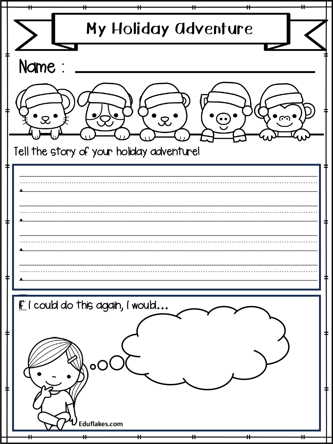 All About My Holiday - Kindergarten Creative Writing - Free Pdf within What Christmas Means To Me Worksheets